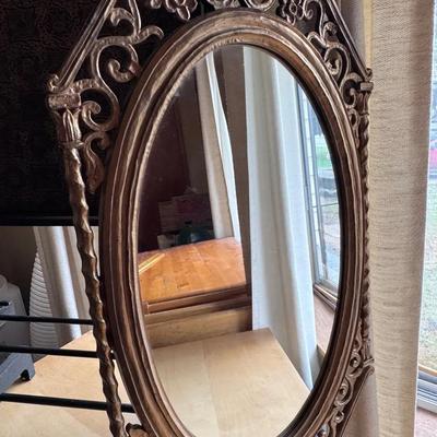 Gold Tone Mid Century Decor-TV Tray/ Mirror