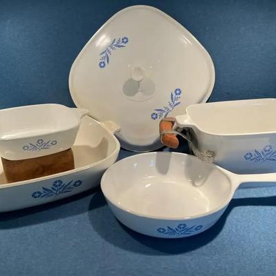 Blue Corn Flower Pattern Corning Ware Set 