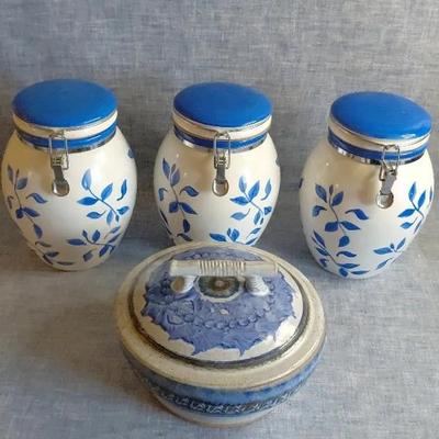 Inspirado And Norton Pottery In Blues And Ecru