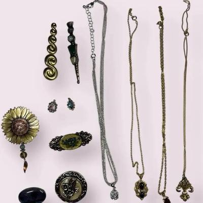 Brooches, Scarf Clip And Necklaces 