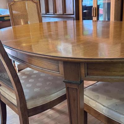 Mid Century Modern Oval Dining Room Table With Cane Backed Chairs