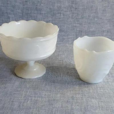 E.O. Brody Milk Glass Duo