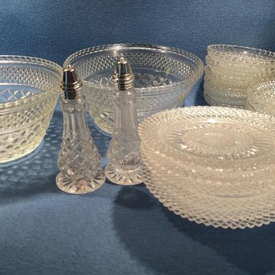 Crystal Oil And Vinegar Set Anchor Hocking Salad Bowls And Avon Plates