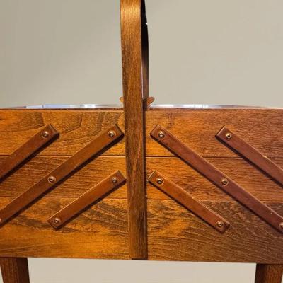 Incredible MCM Norwegian Accordion Sewing Box