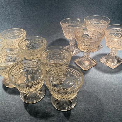 Anchor Hocking Wexford Waffle 5 Sherbert And 4 Old Fashioned Glasses