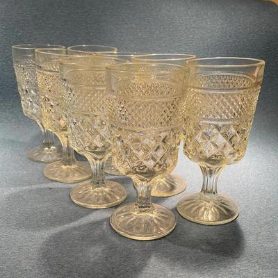 Anchor Hocking Wexford Waffle Pressed Glass Goblets Set Of 12