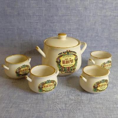 Old Farmer's Almanac Bean Pot And Bean Bowls
