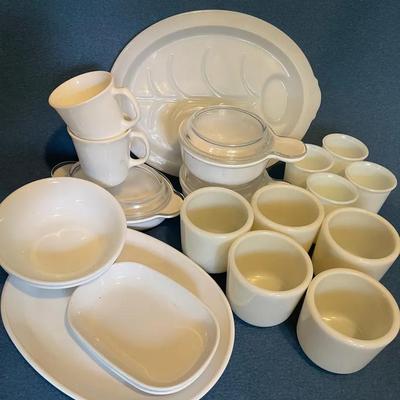 All White Corning, Corelle, Fireking And Anchor Hocking Dishes