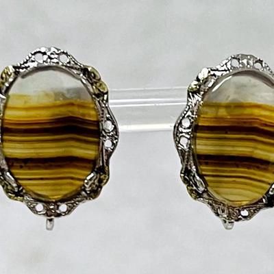 Sterling Silver Agate Earrings
