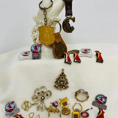 Vintage Brooches, Keychains, Pins and More