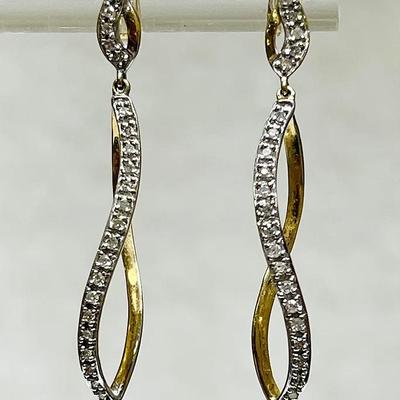 10K Gold and Diamond Infinity Earrings 