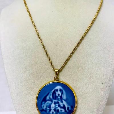 Vintage B&G Mothers Day Porcelain Plate Necklace Pendant 