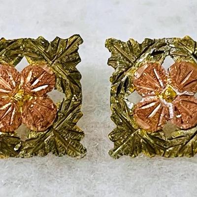 10K Black Hills Gold Square Earrings