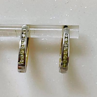 Two Tone 10K Gold and Diamond Earrings