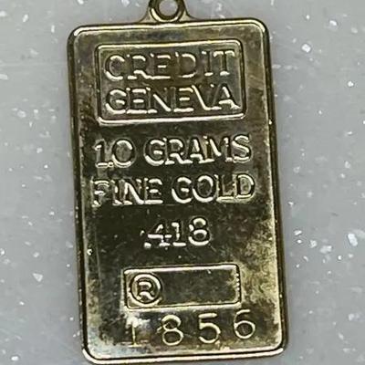 1.0 Gram 10K Gold Bar Pendant