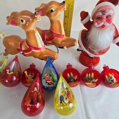 Vintage Reindeer, Santa & Ornaments