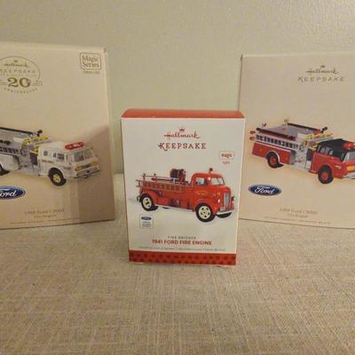 Hallmark Ford Fire Engines (3 Ornaments In All)