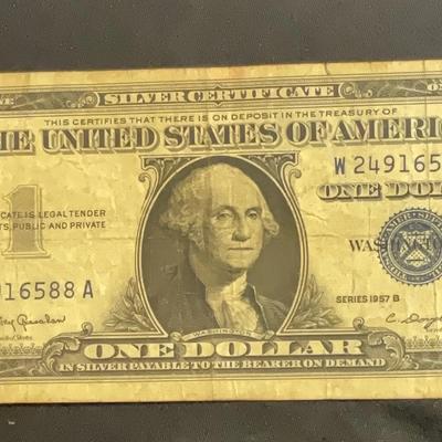 1957 – One Dollar Silver Certificate Series B 