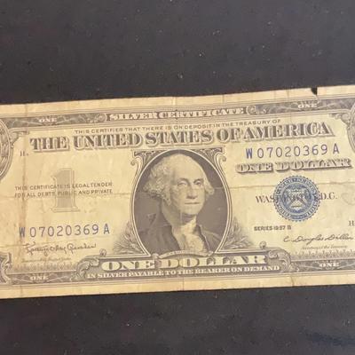 1957 – One Dollar Silver Certificate Series B 