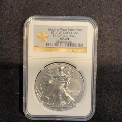 Struck At West Point Mint 2014 (W) S$1 early releases MS 69-NGC