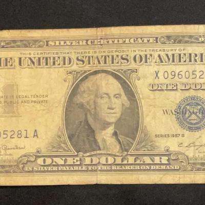 1957 – One Dollar Silver Certificate Series B 