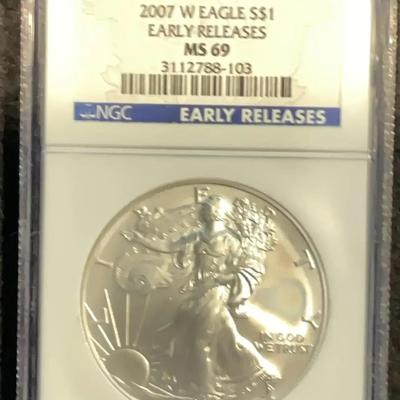 2007 W Eagle S$1 Early Releases MS 69-NGC