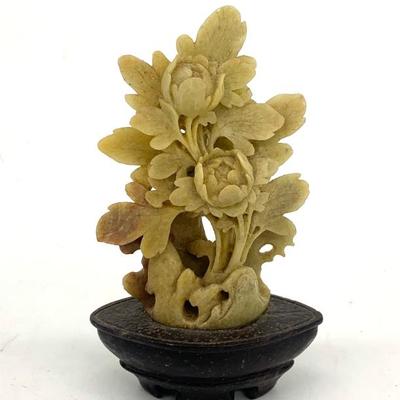 Sale Photo Thumbnail #50: Carved soapstone flowers, ht. 5”