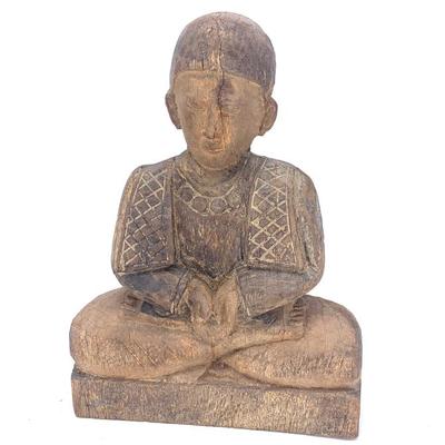 Sale Photo Thumbnail #48: Vtg. carved seated figure, 11” ht., 8” wide