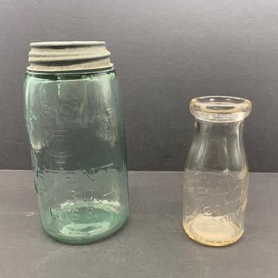 Sale Photo Thumbnail #185: 1858 mason jar and Ferndale Dairy pint bottle