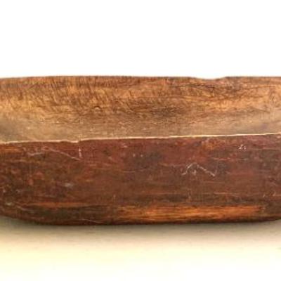 Sale Photo Thumbnail #33: Very large antique trencher showing hand planed work on undersides, 32 1/2” long, 16” wide