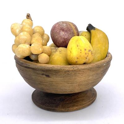 Sale Photo Thumbnail #21: Antique wooden bowl w/ stone fruit.