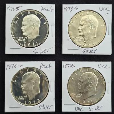 4 Uncirculated & Proof Silver Eisenhower Dollars