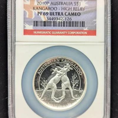 2010 Australia Kangaroo 1oz .999 Silver NGC PF69 Proof Coin