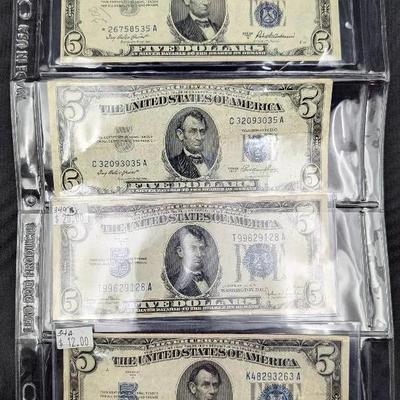 1934 & 1953 $5 Silver Certificates & 1 One Star Note