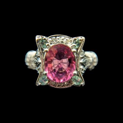 14K White Gold Tourmaline & Diamond Ring, NAGL #1223889
