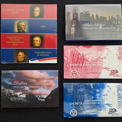 1999, 2007 P&D Mint Sets and 2009 Presidential Mint Set