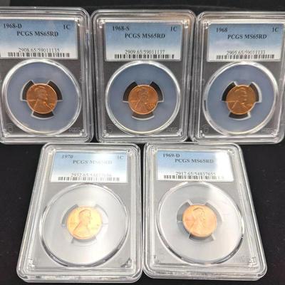 1968-P, D, & S PCGS MS-65,1969-D & 1970-P MS-65 PCGS Coins