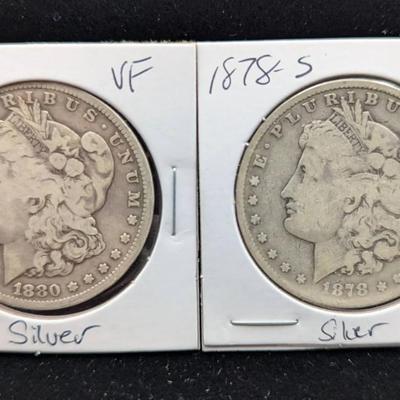1878-S & 1880-S Morgan Silver Dollars