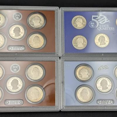4 Statehood & America the Beautiful Quarter Proof Sets - 2008, 2010, 2015, & 2016