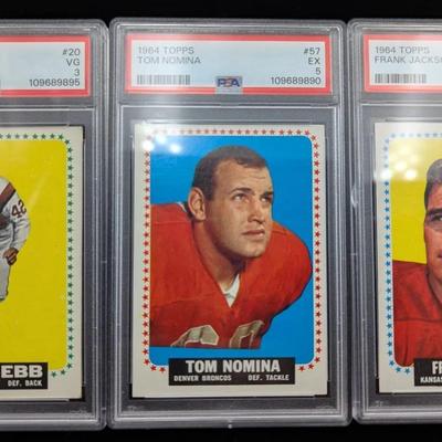 3 1964 Topps Football PSA Graded Cards