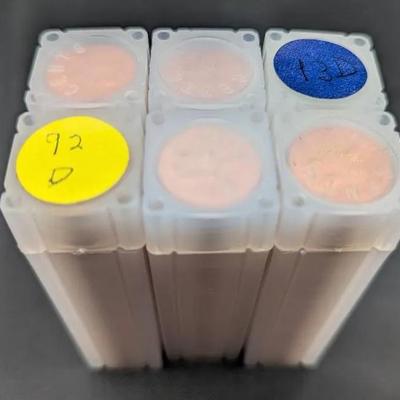 6 Rolls of BU/Red Lincoln Cents -1992-D, 1993-D, 1999-D, 2004-D, 2006-D, Uncirculated Rolls