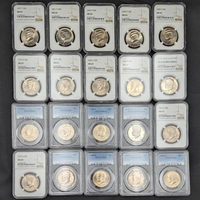 20 PCGS/NGC Graded Kennedy Halves in Box