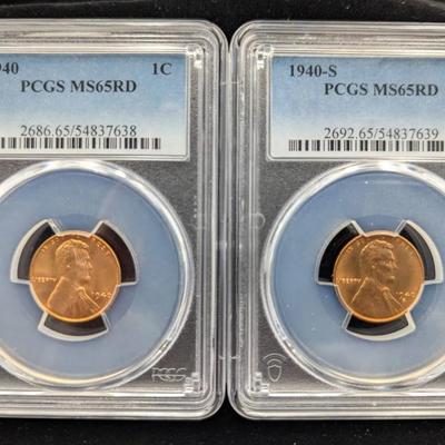 1940 & 1940-S PCGS MS-65 Lincoln Cents 