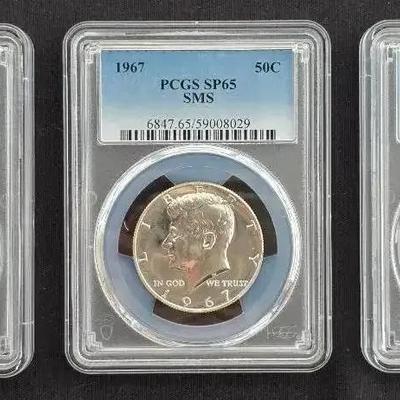 3 Silver Kennedy Halves, PCGS Graded