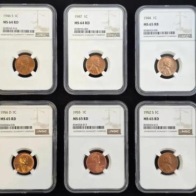 6 NGC Graded Wheat Cents