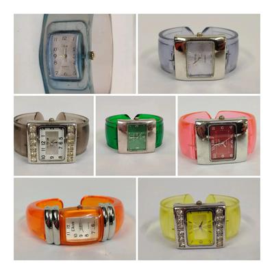 (7) Vintage Retro Jelly Bangle Watches Various Makers 