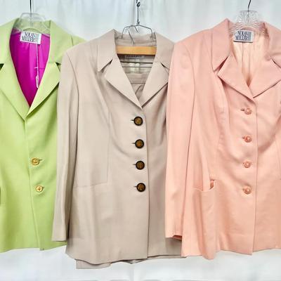 (3) Vintage Blazers & Suit – Nolan Miller Couture – Coordinated Power Pieces with Gold Accents
