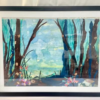 Original Framed Mixed-Media Forest Landscape — By Fran McNeely