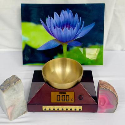 Zen timepiece, Agate Bookends + More! 