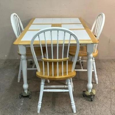 Butterfly Leaf Tile Top Table W/ Chairs 